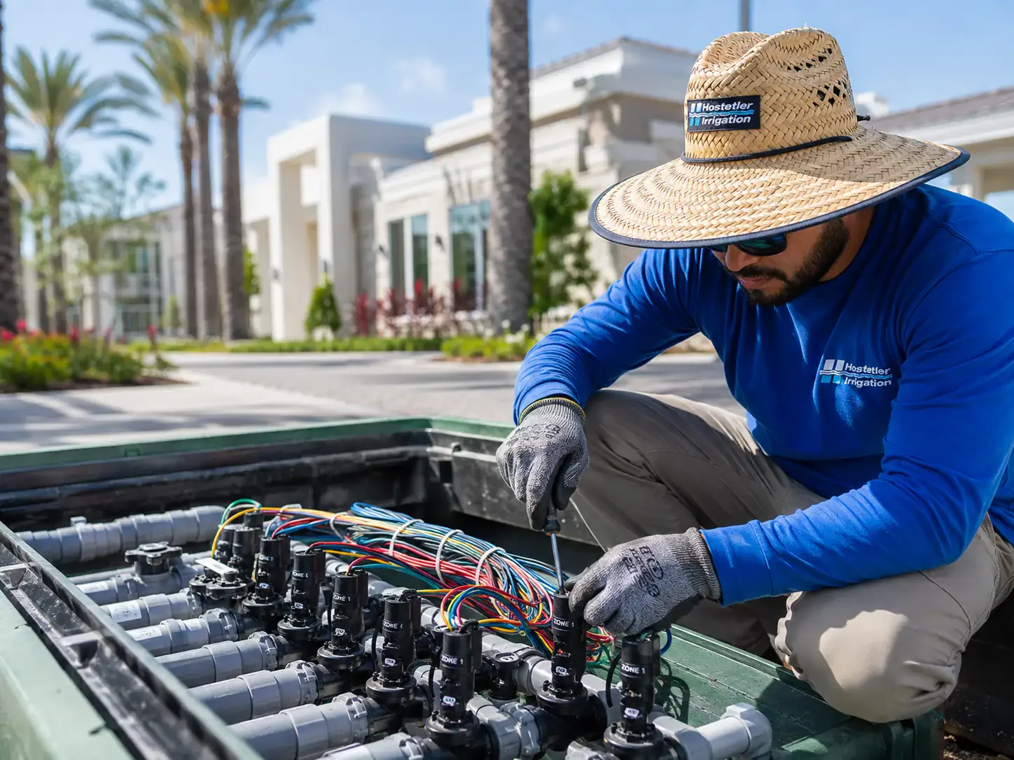 Commercial irrigation in Sarasota servicing a multi-zone valve manifold