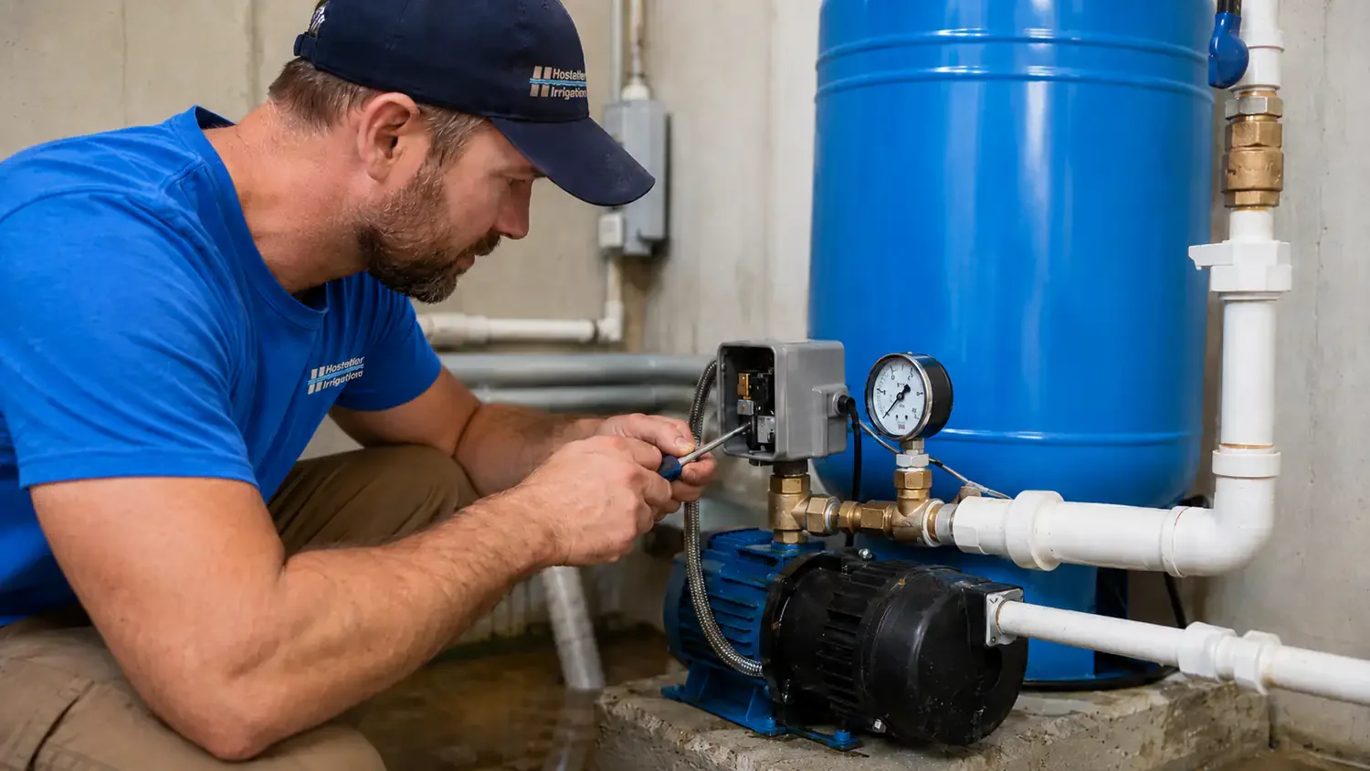 Well and pump repair adjusting the pressure switch on a jet pump