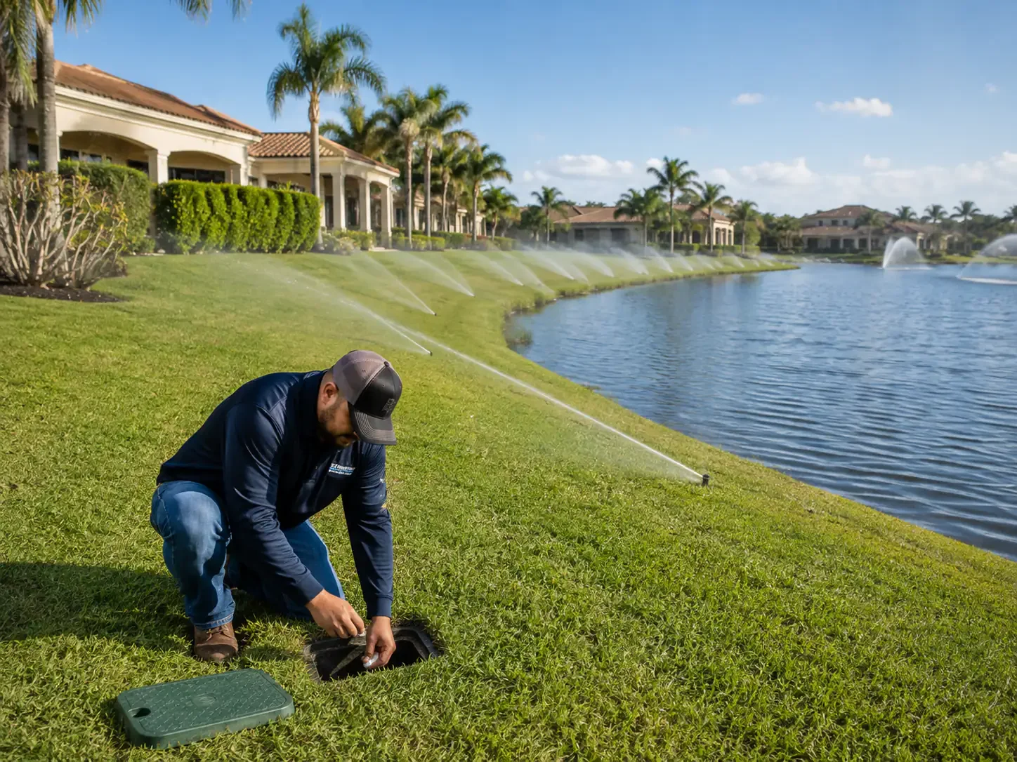 Technician checking valve operation during a system service call