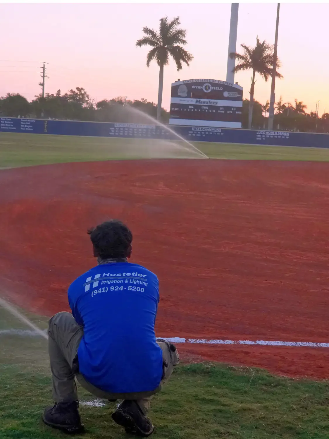 Commercial irrigation contractor in Sarasota servicing an athletic field