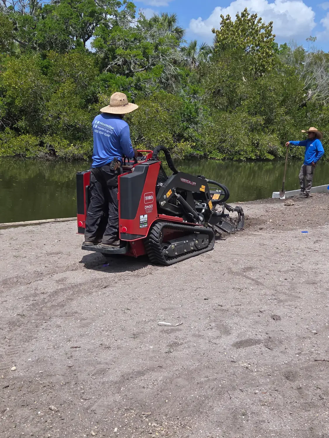Sprinkler installation in Sarasota trenching for new irrigation lines