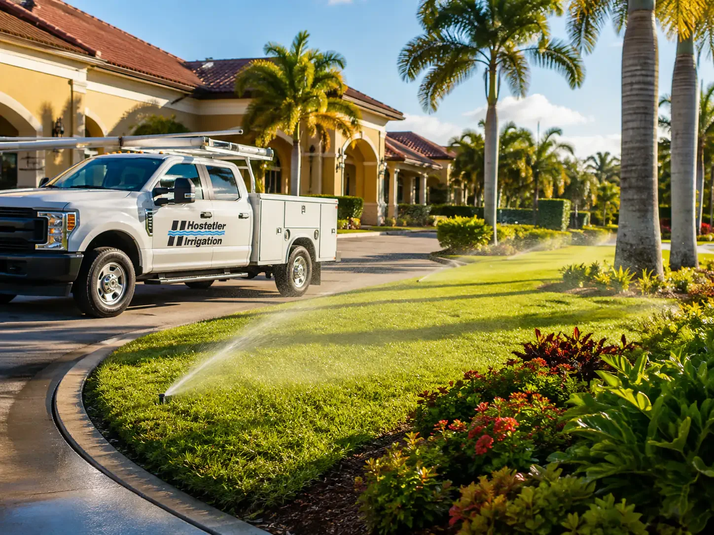 Service truck on a scheduled visit to a commercial property
