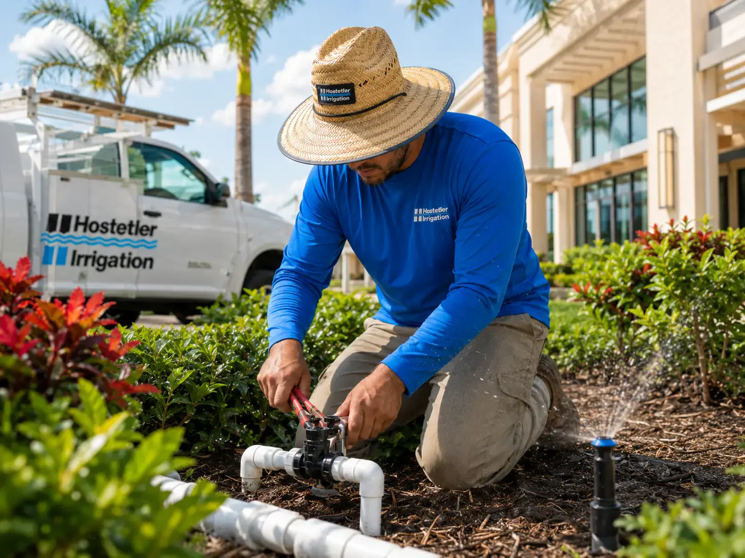 Trust Lawn Sprinkler System Repair Contractor in Sarasota Working On Valves