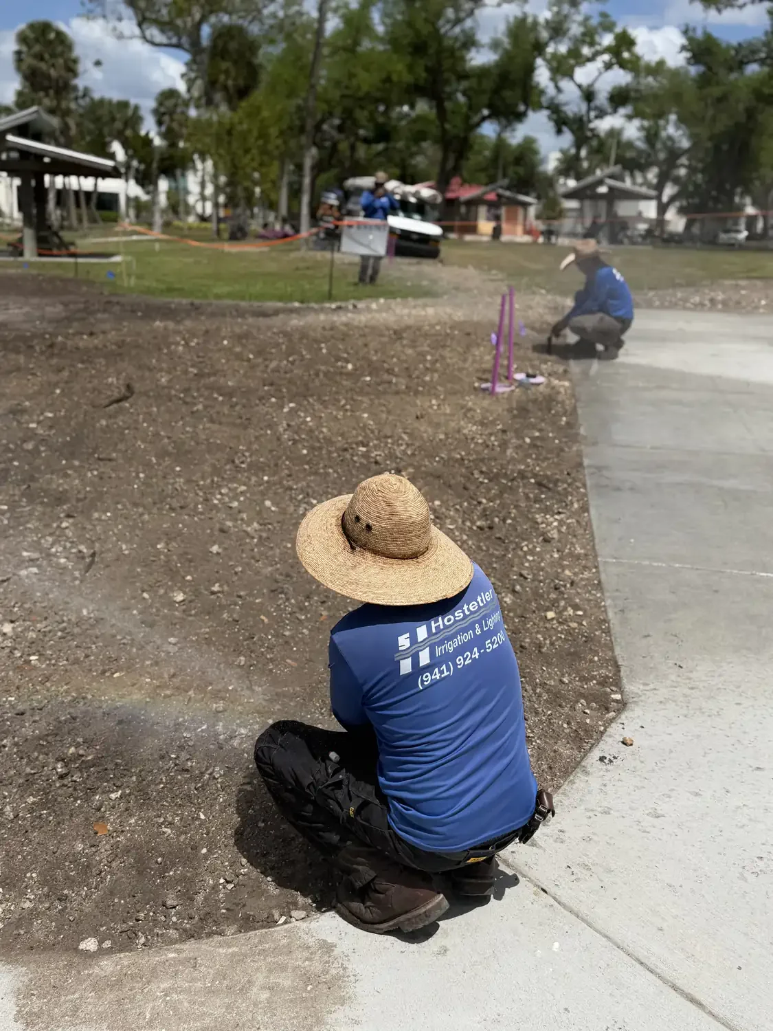 Irrigation installation in Sarasota routed around a new walkway