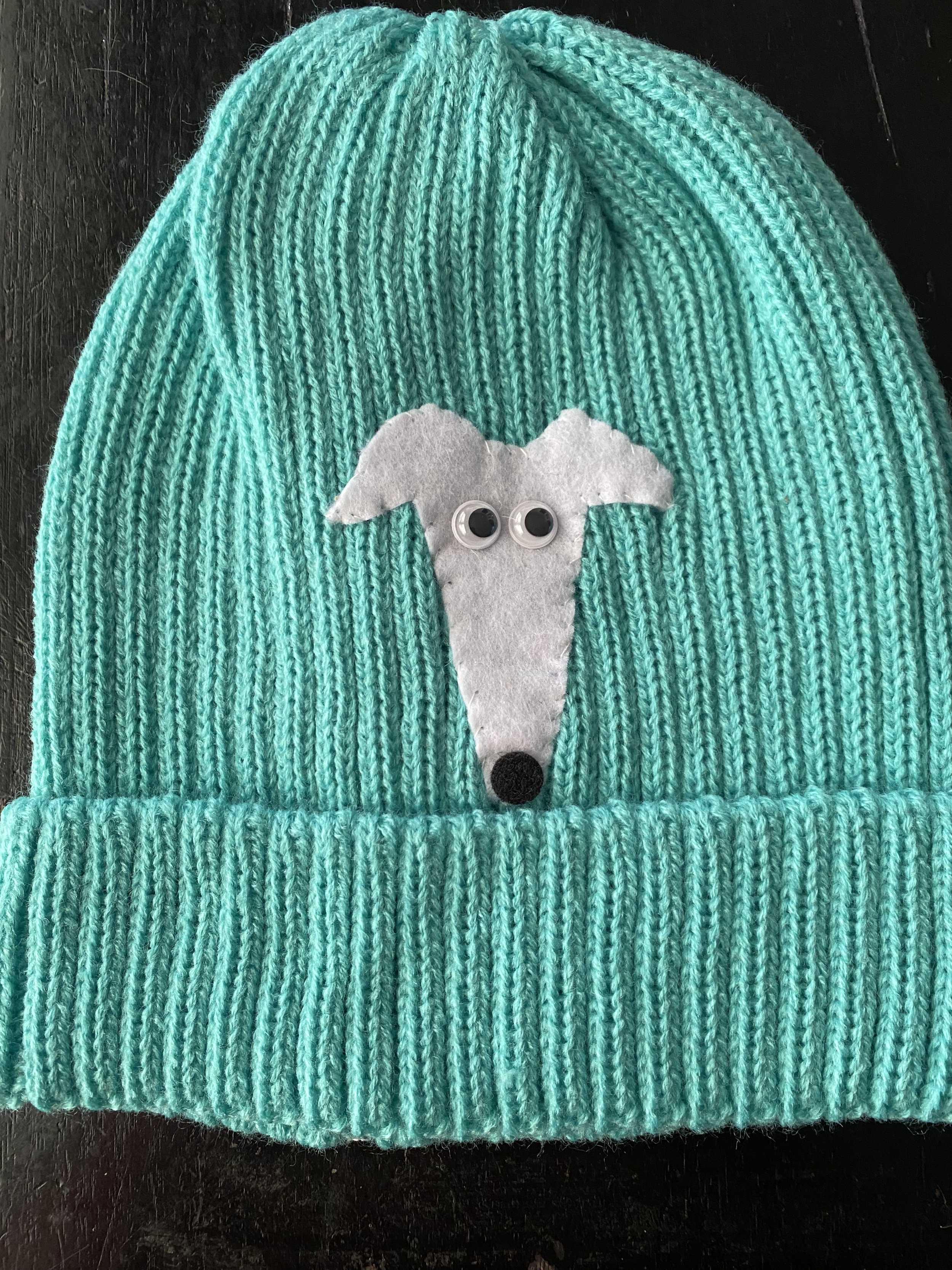 Turquoise greyhound beanie 2.png