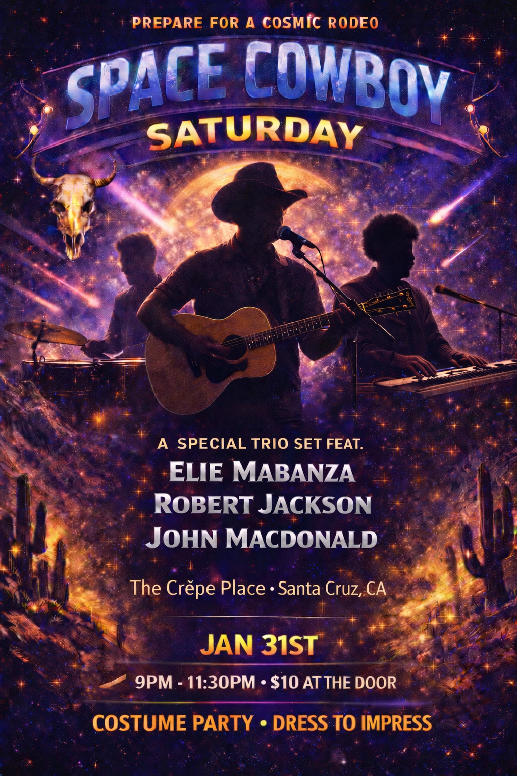 SPACE COWBOY SATURDAY With ELIE MABANZA TRIO, SATURDAY JANUARY 31 @8PM, $10