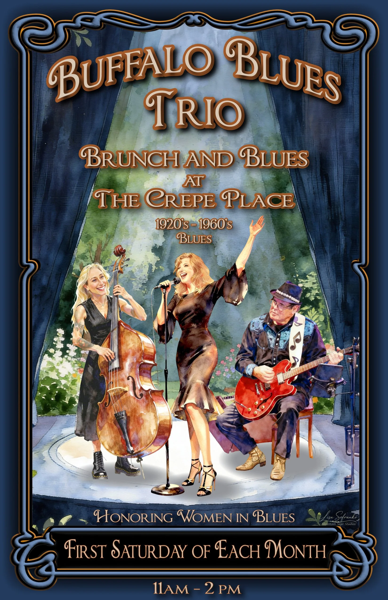 BUFFALO BLUES TRIO, FREE BRUNCH SHOW ON THE GARDEN STAGE, SATURDAY  JUNE 6 FROM 11AM TO 2PM