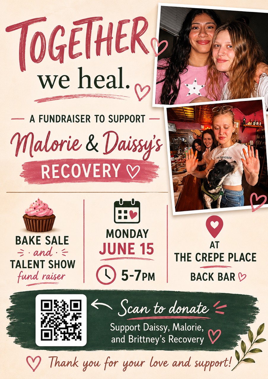 WE HEAL TOGETHER! FUNDRAISER FOR MALORIE AND DAISSY! BAKE SALE AND TALENT SHOW! JUNE 15 FROM 5 TO 7PM