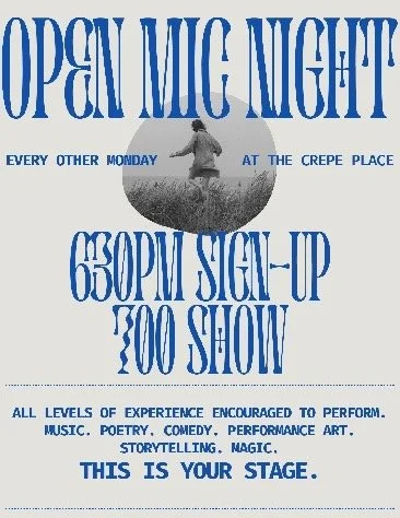 OPEN MIC! MONDAY JULY 27, 7-9pm, FREE!