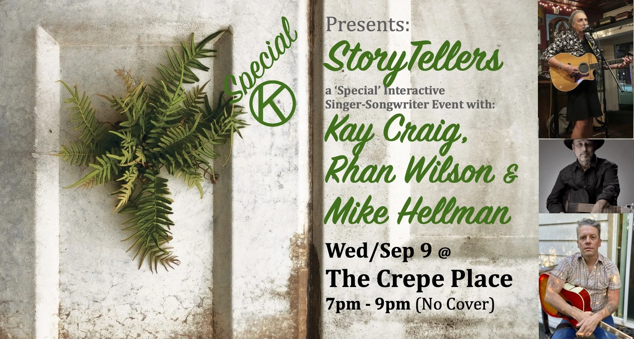 STORYTELLERS IN THE BAR, WEDNESDAY SEPTEMBER 9 AT 7PM, FREE SHOW!