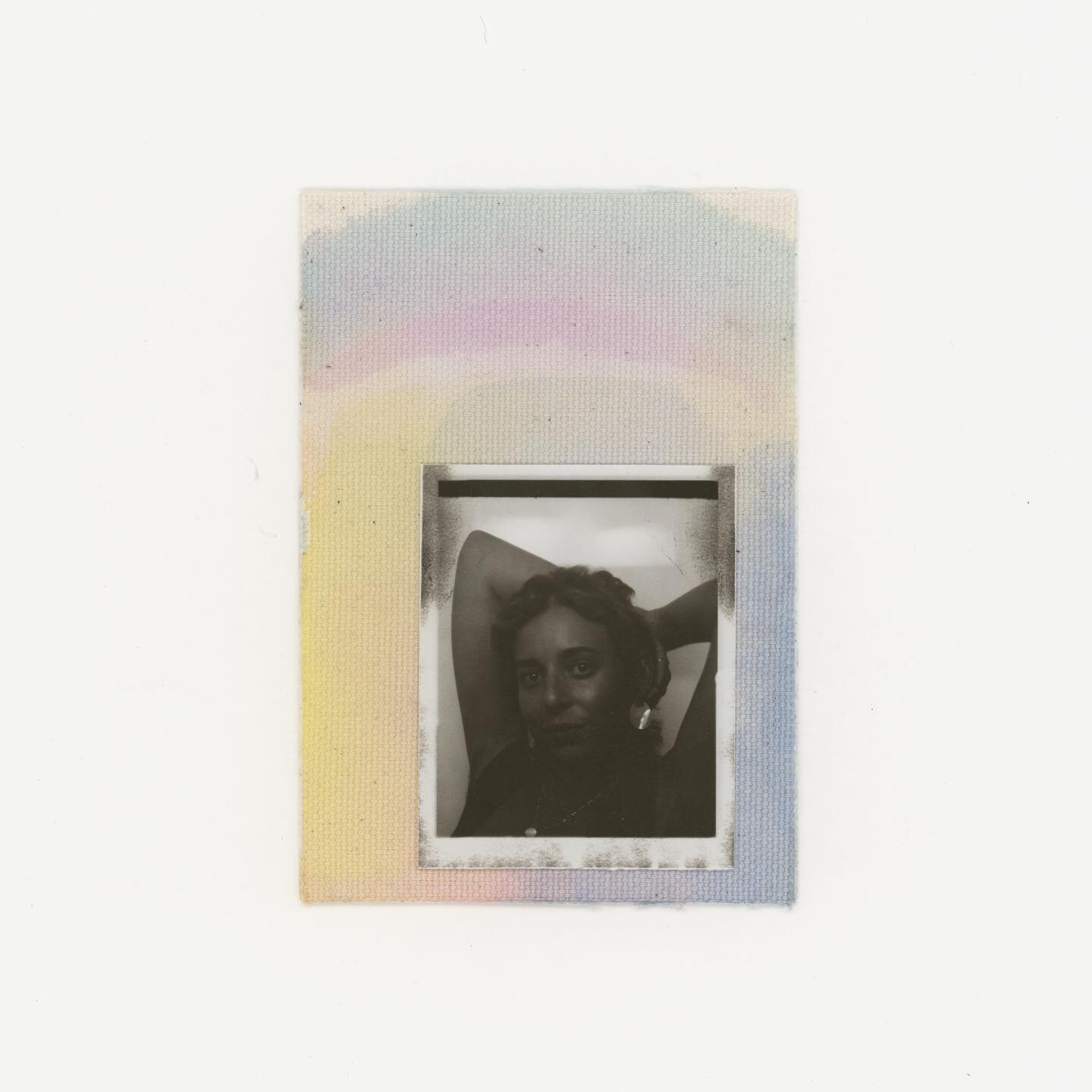 face for the alg0rithm ⁣
⁣
a continuation of collaged aura painting experiments 〰️ watercolor and photo booth portrait on canvas, 2.5 x 3.5 in.