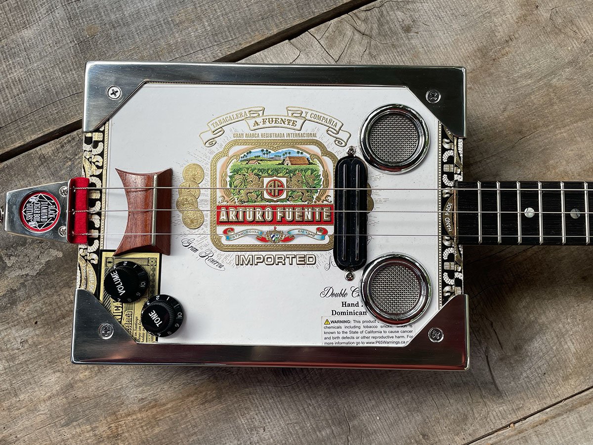 Arturo Fuente 3 string fretted cigar box guitar