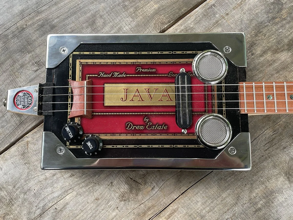 Java 4 string fretted cigar box guitar