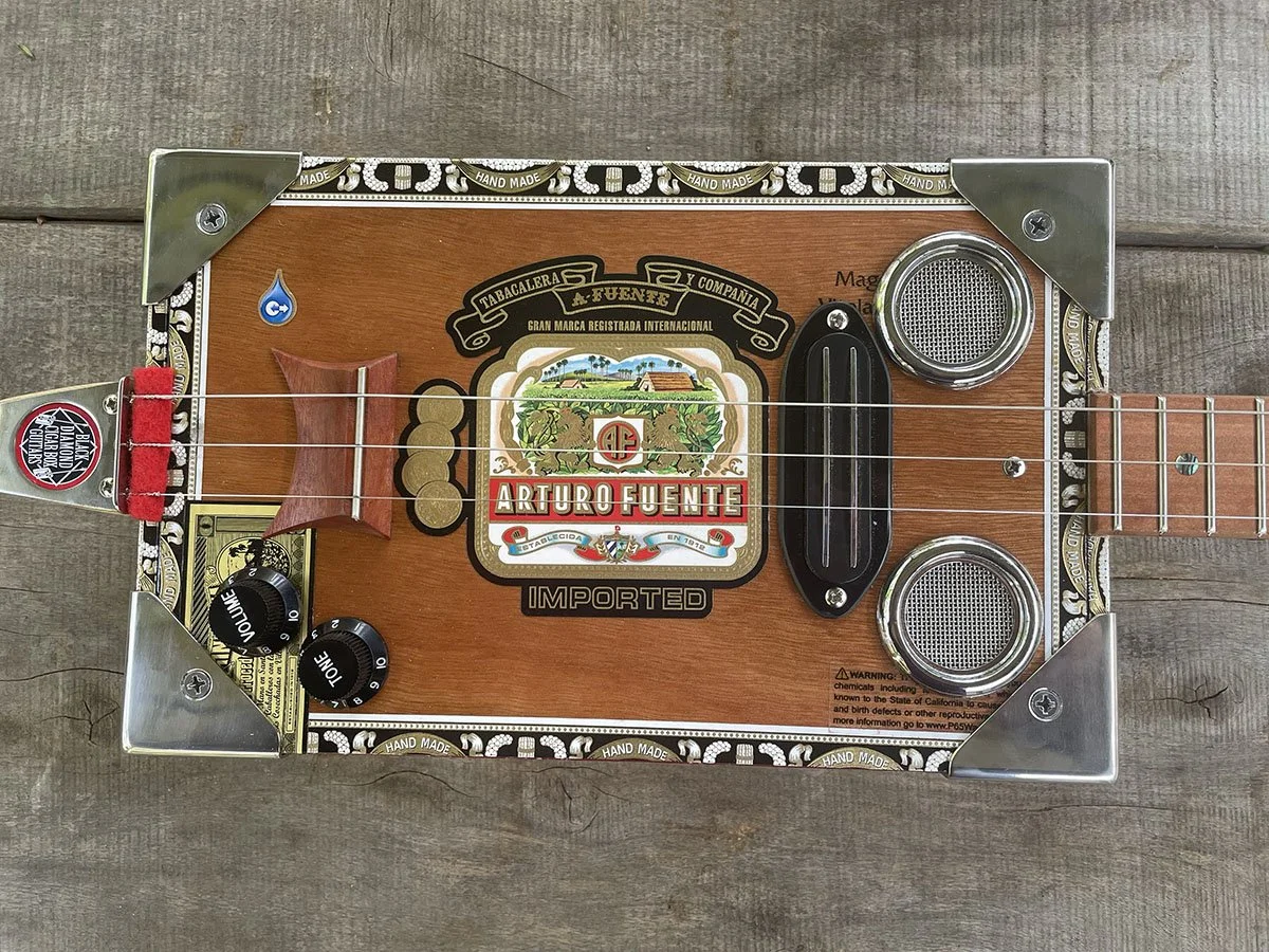 Arturo Fuente Rosado 3 string fretted cigar box guitar