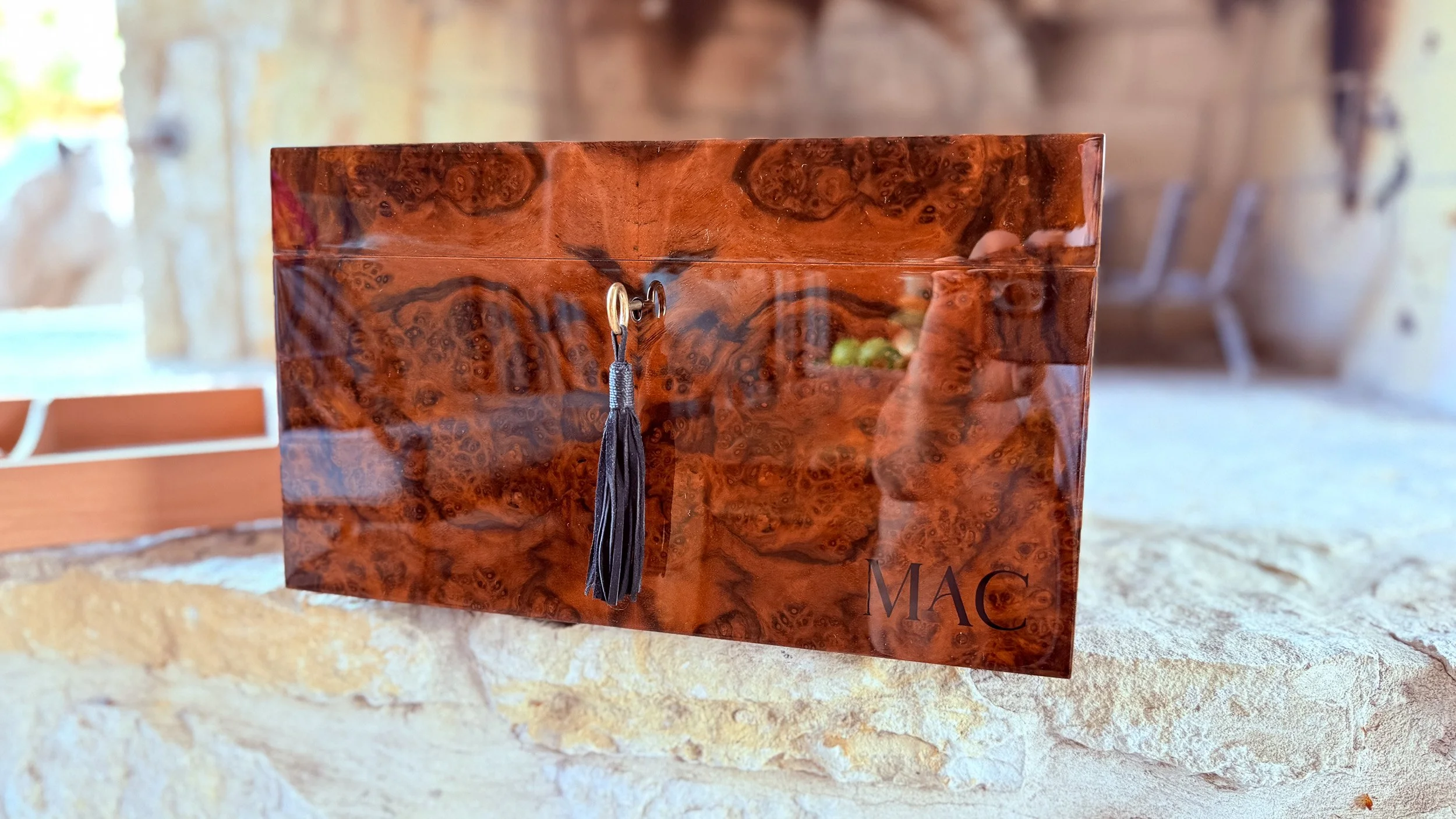 centient-luxury-walnut-burl-humidor-front-mac-initials-lifestyle.jpg