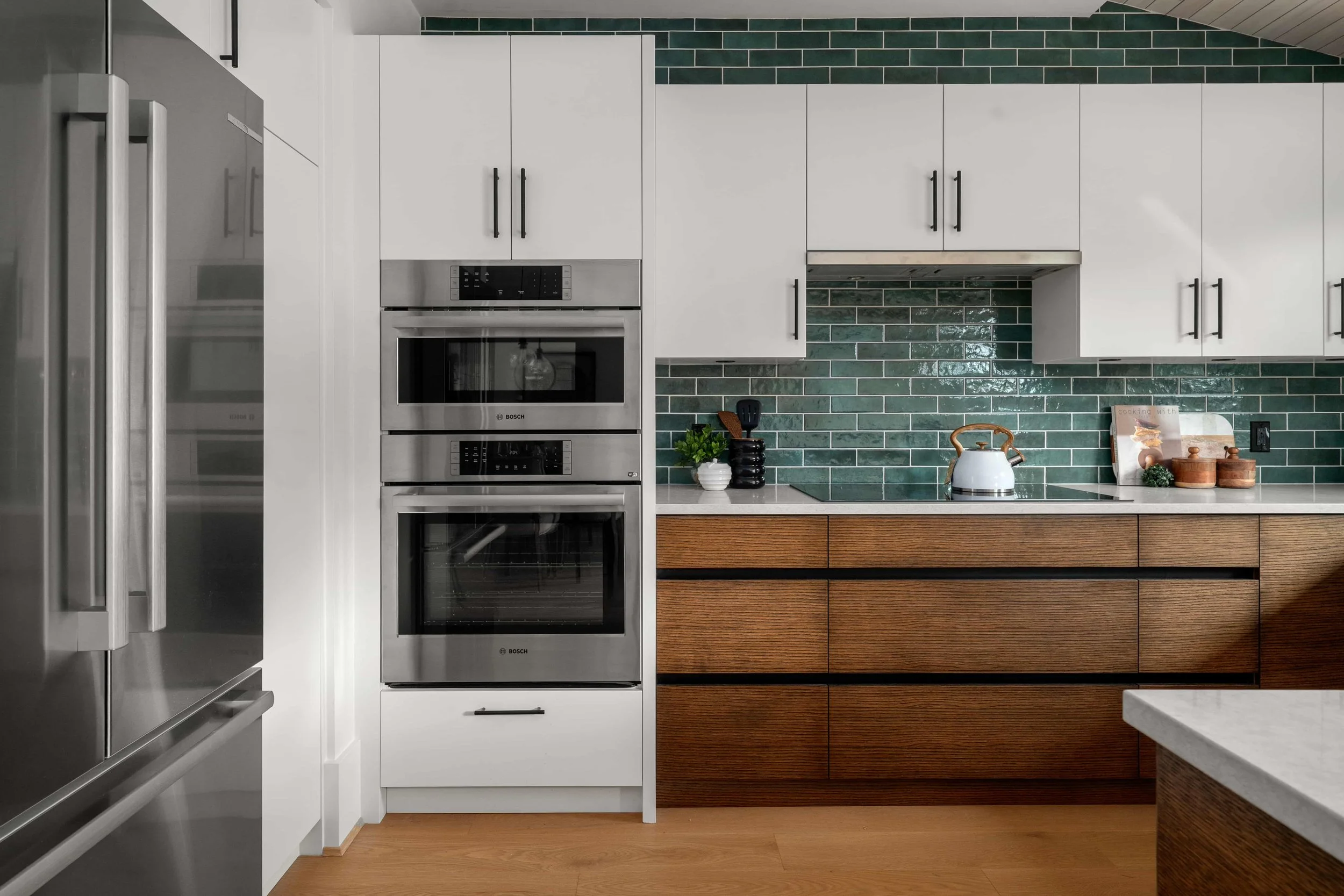 Modern interior photography of office or workspace with clean architectural lines and minimal design