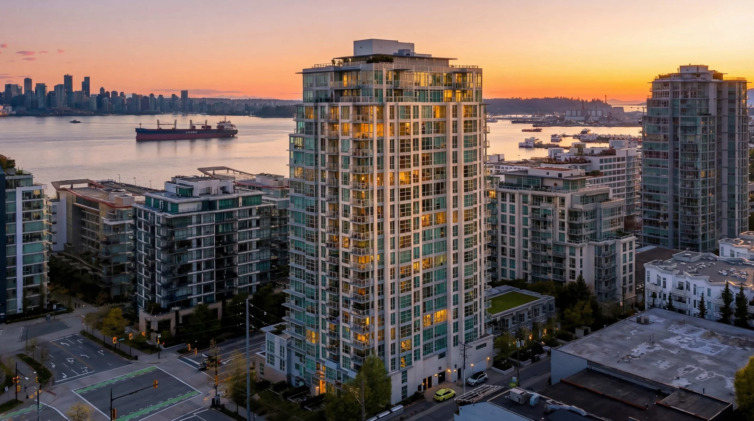 drone photogrpahy of a exterior building in lower lonsdale north vancouver