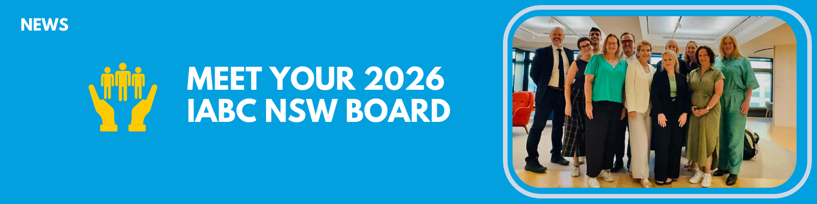 New IABC Board banner with photos