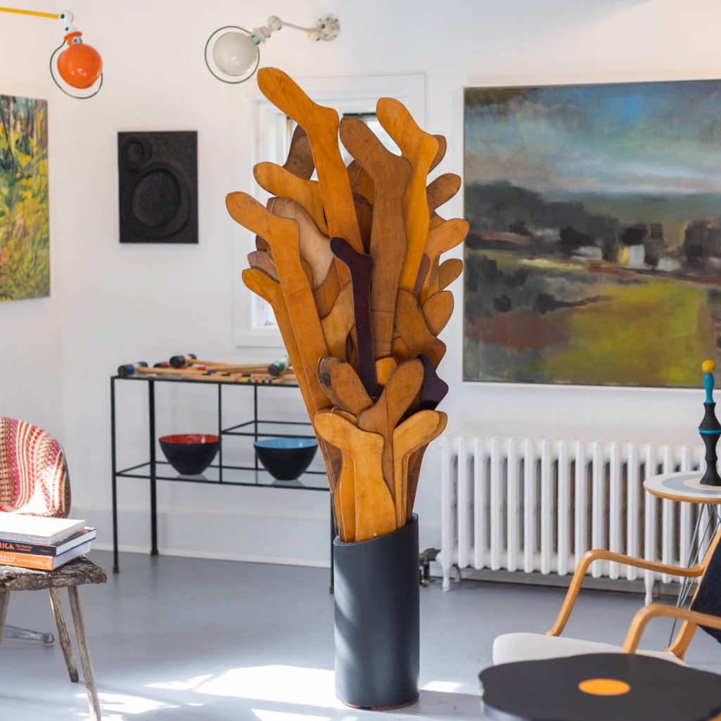 Tree, assemblage of salvaged materials, 2025. 6'x2'x1' Available