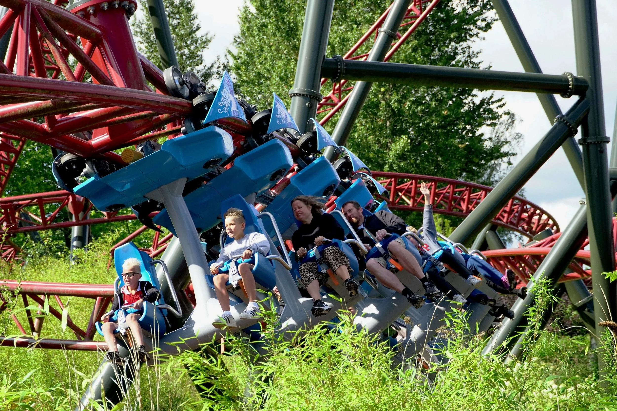 Dragekongen Intamin family inverted roller coaster at the Djurs sommerland theme park in Denmark