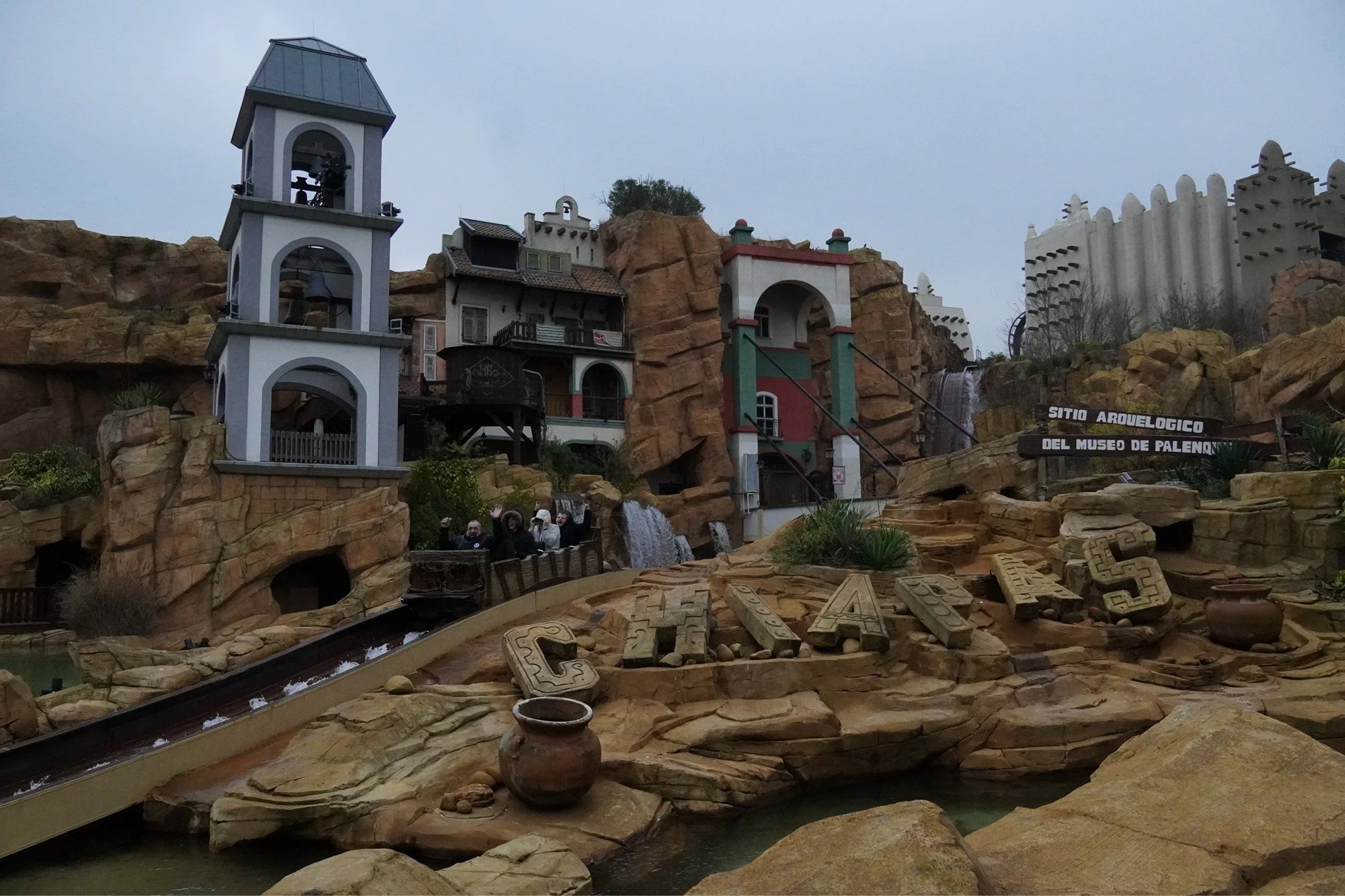 Chiapas Intamin Water Log Flume at Wintertraum Phantasialand on a Coaster Breaks Winter Theme Park Tour
