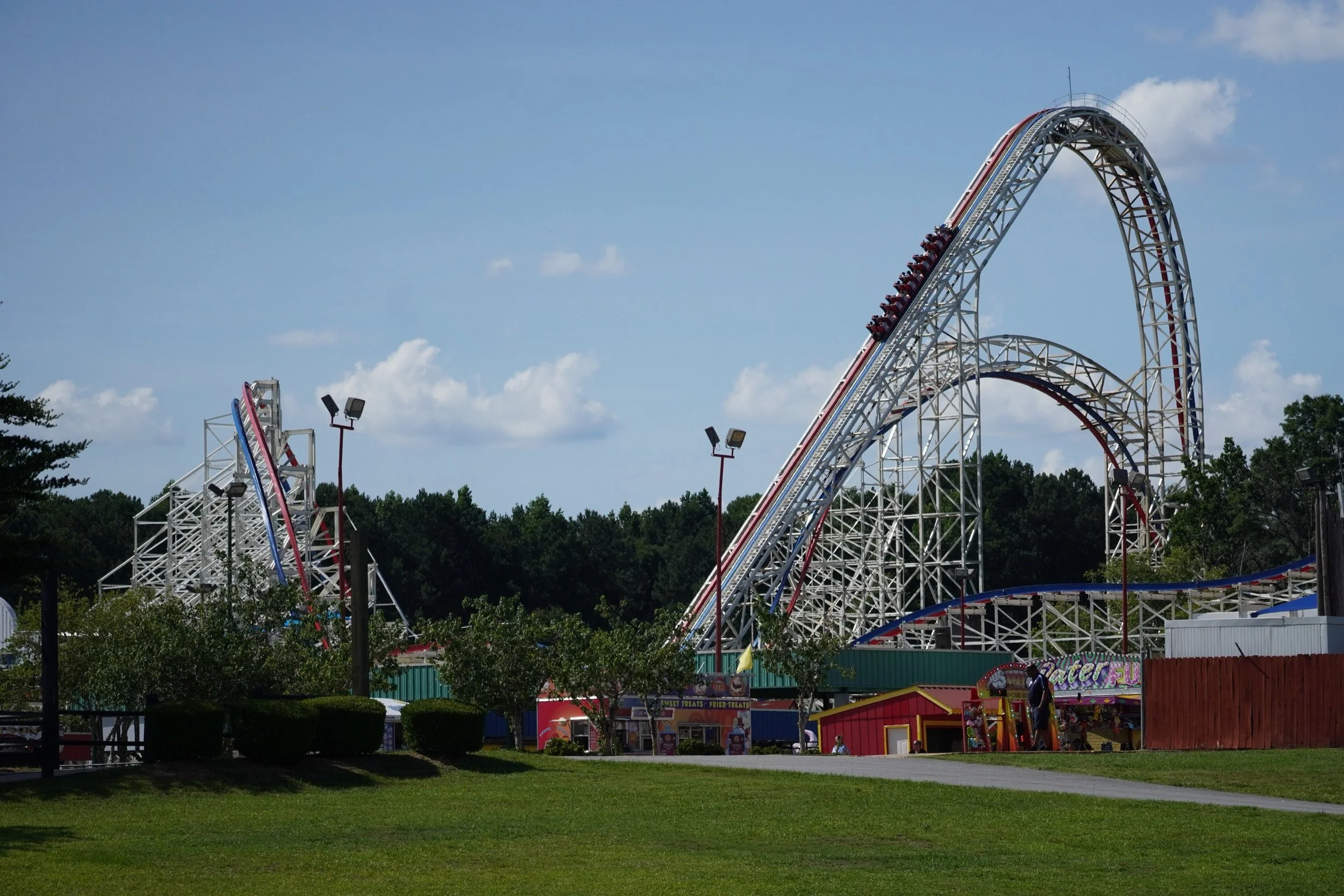 ArieForce One RMC Rocky Mountain Construction Roller Coaster at Fun Spot Atlanta Amusement Park