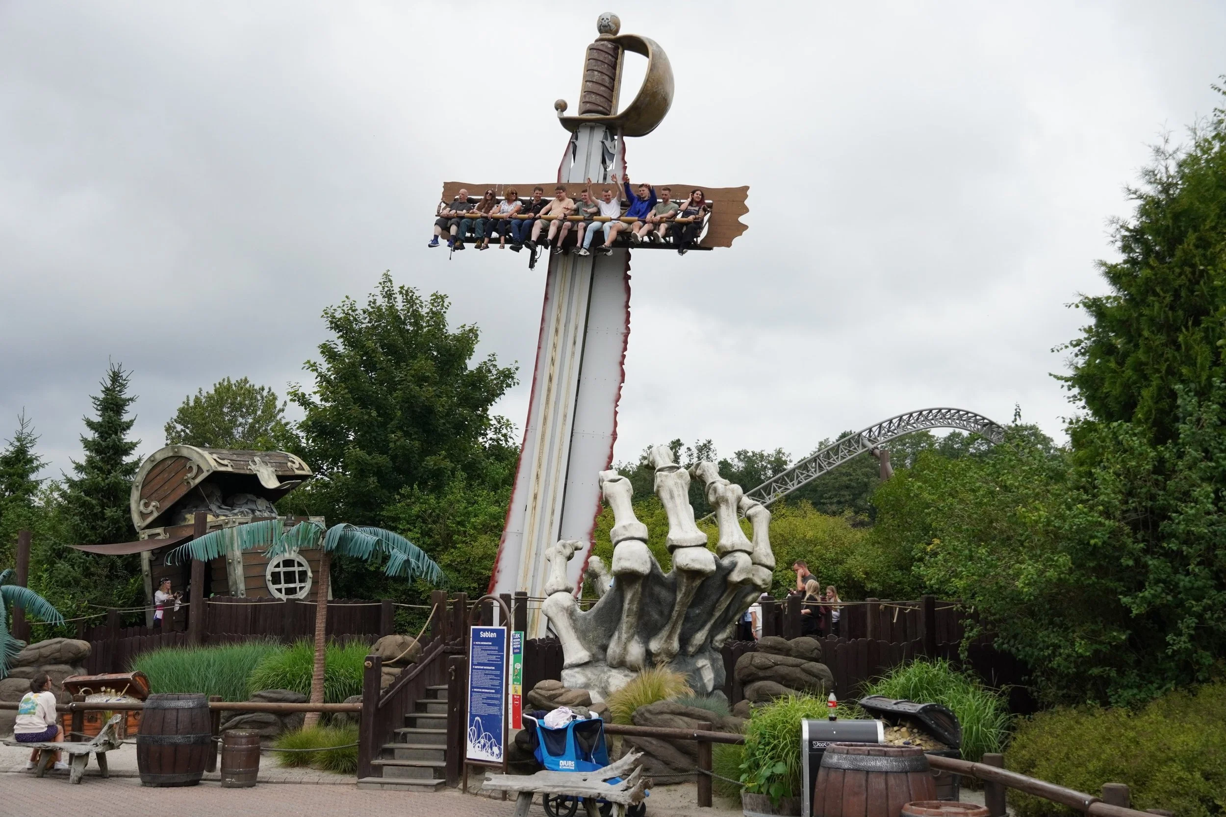 Pirate Sword Drop Tower Flat Ride at Djurs Sommerland Theme Park in Denmark on a Coaster Breaks Scandinavian tour