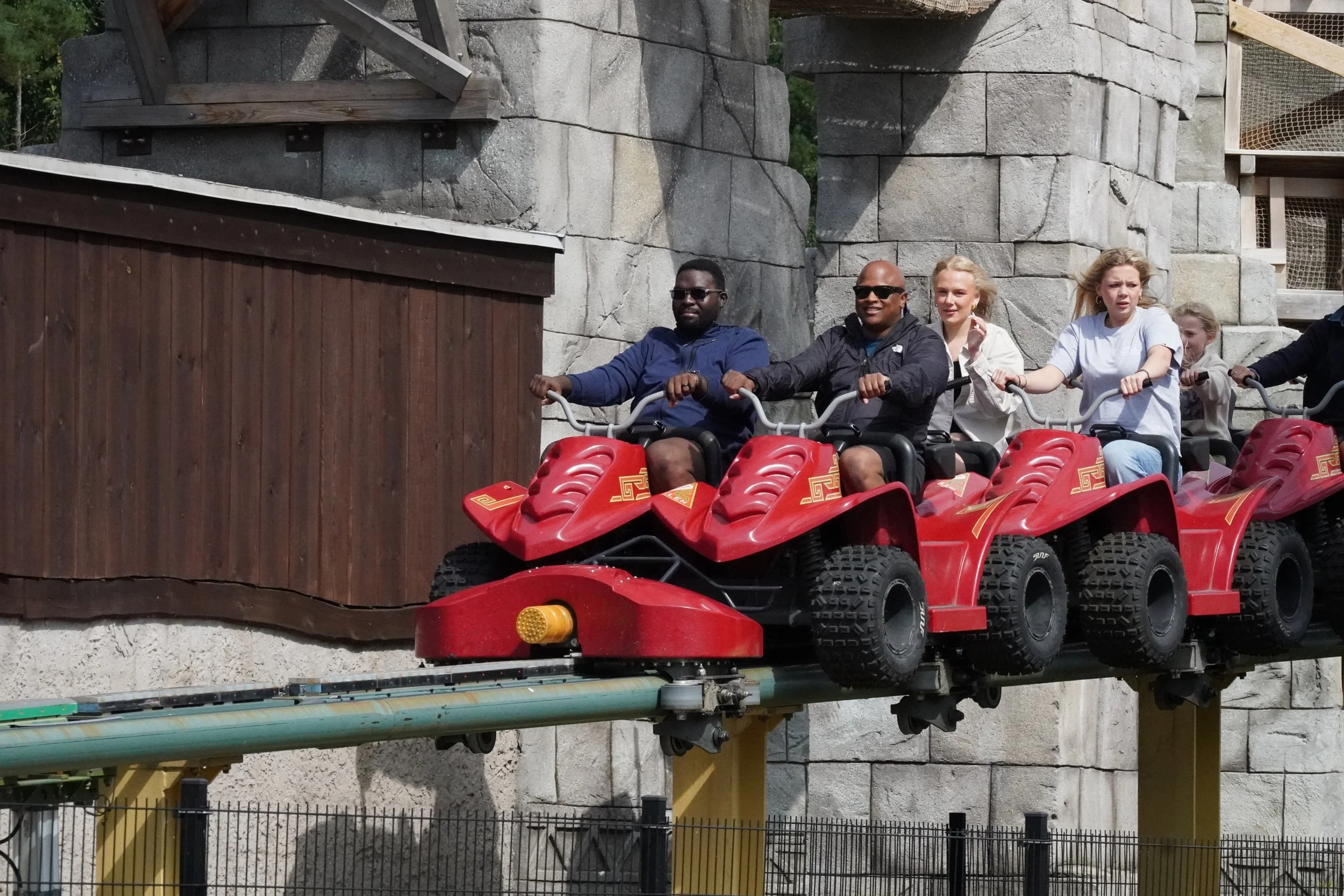 Guests on Holiday Riding Intamin Roller Coaster Juvelen at Djurs Sommerland Theme Park in Denmark on a Coaster Breaks Scandinavian tour