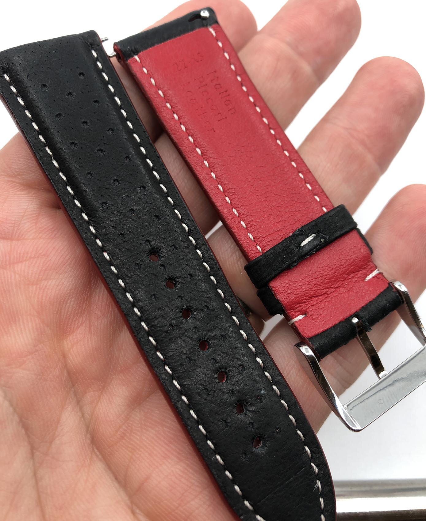 SOLD - C7 Black Italian Piccari Leather 22mm (SMALL)