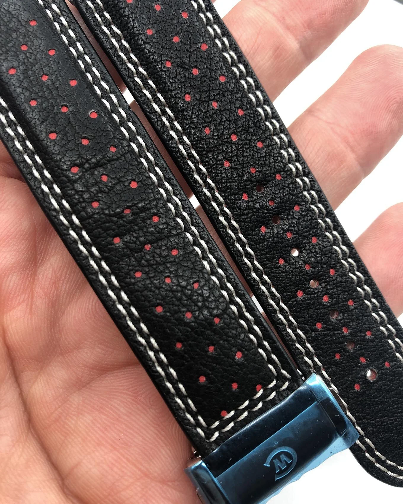 SOLD - C70 Black Leather Red Spots Bader 22mm