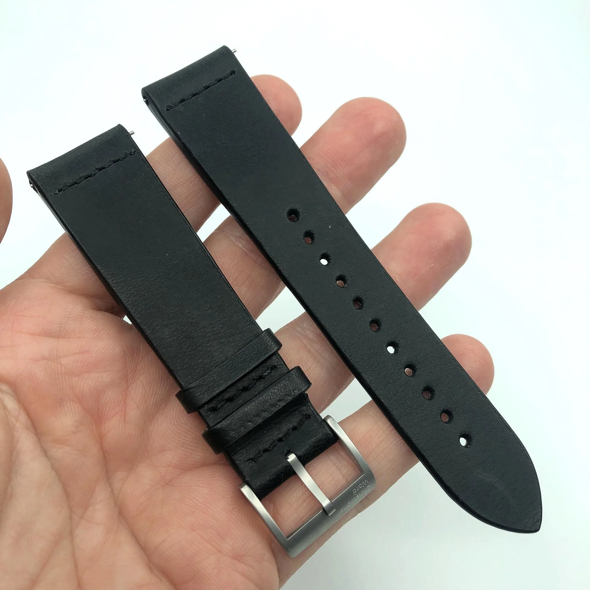 SOLD - C8 Black Italian Tiber Leather 22mm