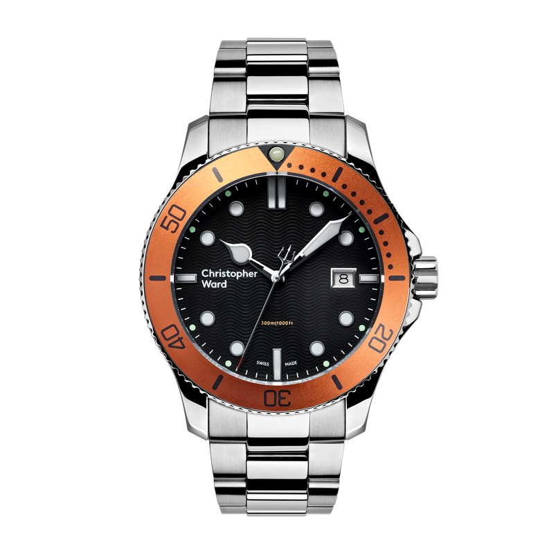 SOLD WH74 C60 Trident 300 Quartz 43mm Black/orange Diver Mk2.5 (01/2021) WITH CW STRAP INSTEAD OF BRACELET