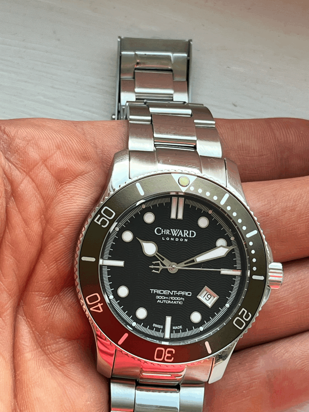 SOLD WH177 C60 Trident Pro Automatic Mk1 charcoal bezel head only