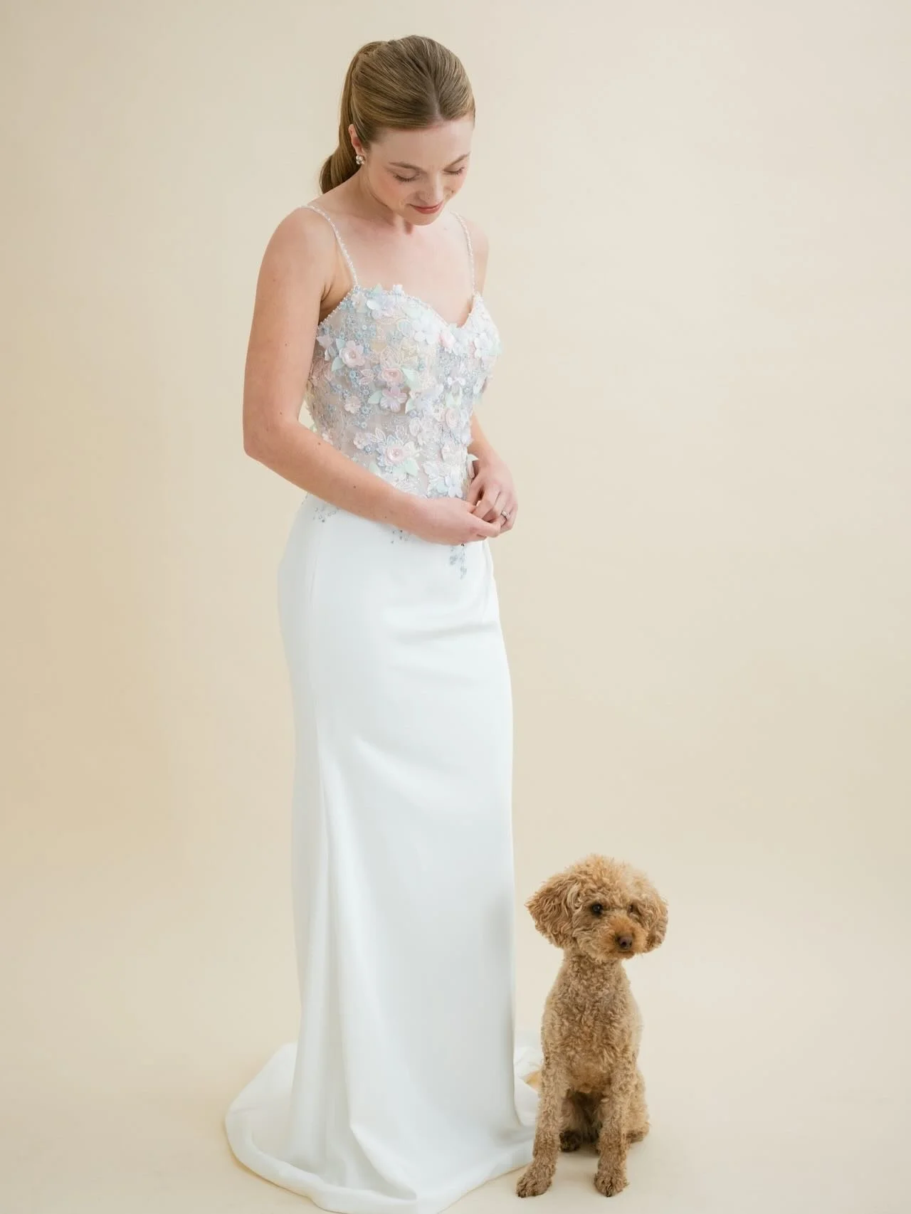 I&rsquo;m so excited to introduce our Lydia gown, perfect for those who adore florals. With its sheered yet structured bodice and intricate floral laces. Plus a subtle train for effortless movement. 
This design takes inspiration from one of our favo