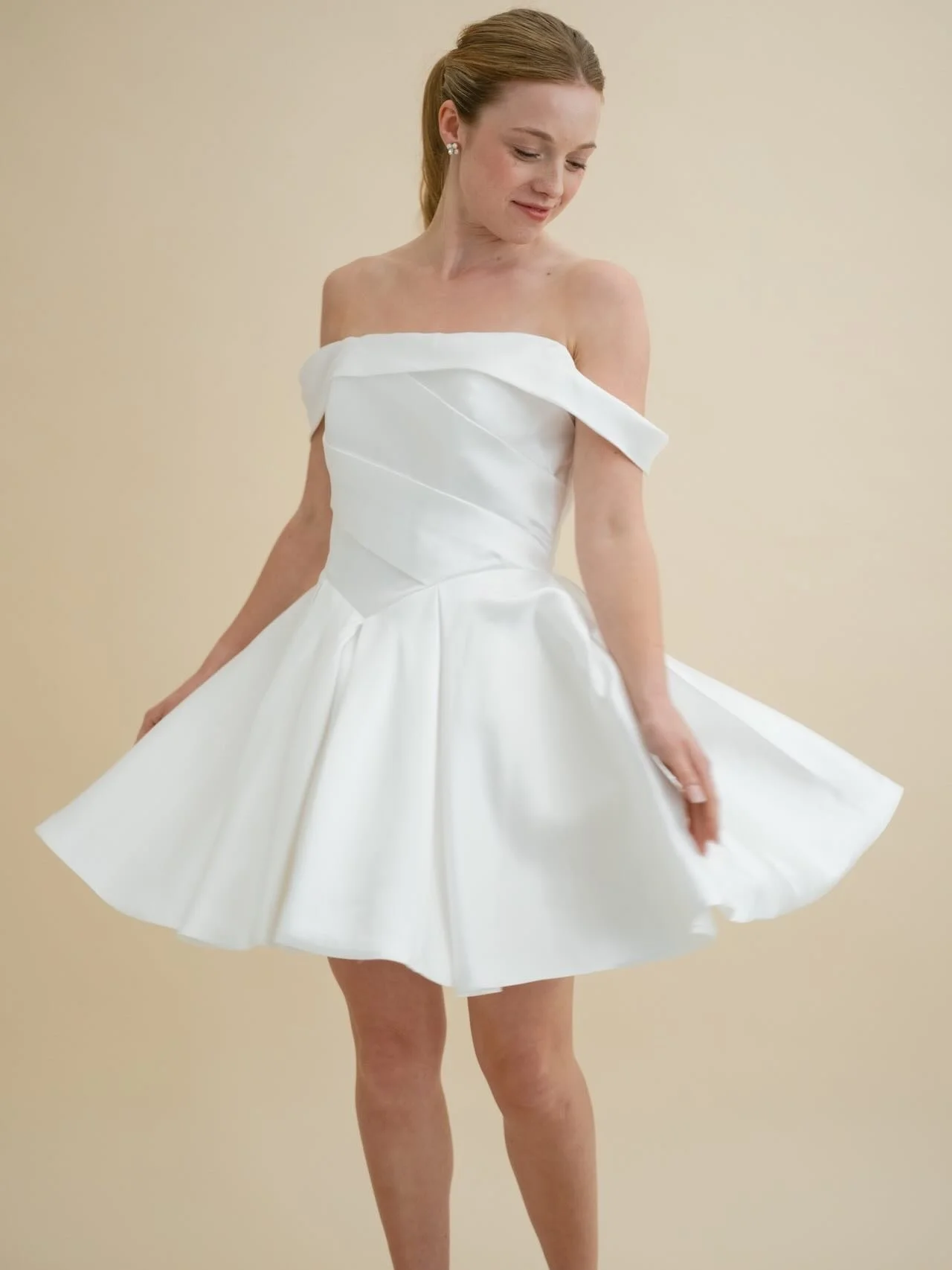 Rhea gown is the sweet and simple version to our Style Mari. It&rsquo;s genuinely the cutest little white dress we&rsquo;ve ever created and the perfect choice for your 2nd look or elopement. 
Available to buy or have it custom made. #misshebridal #s