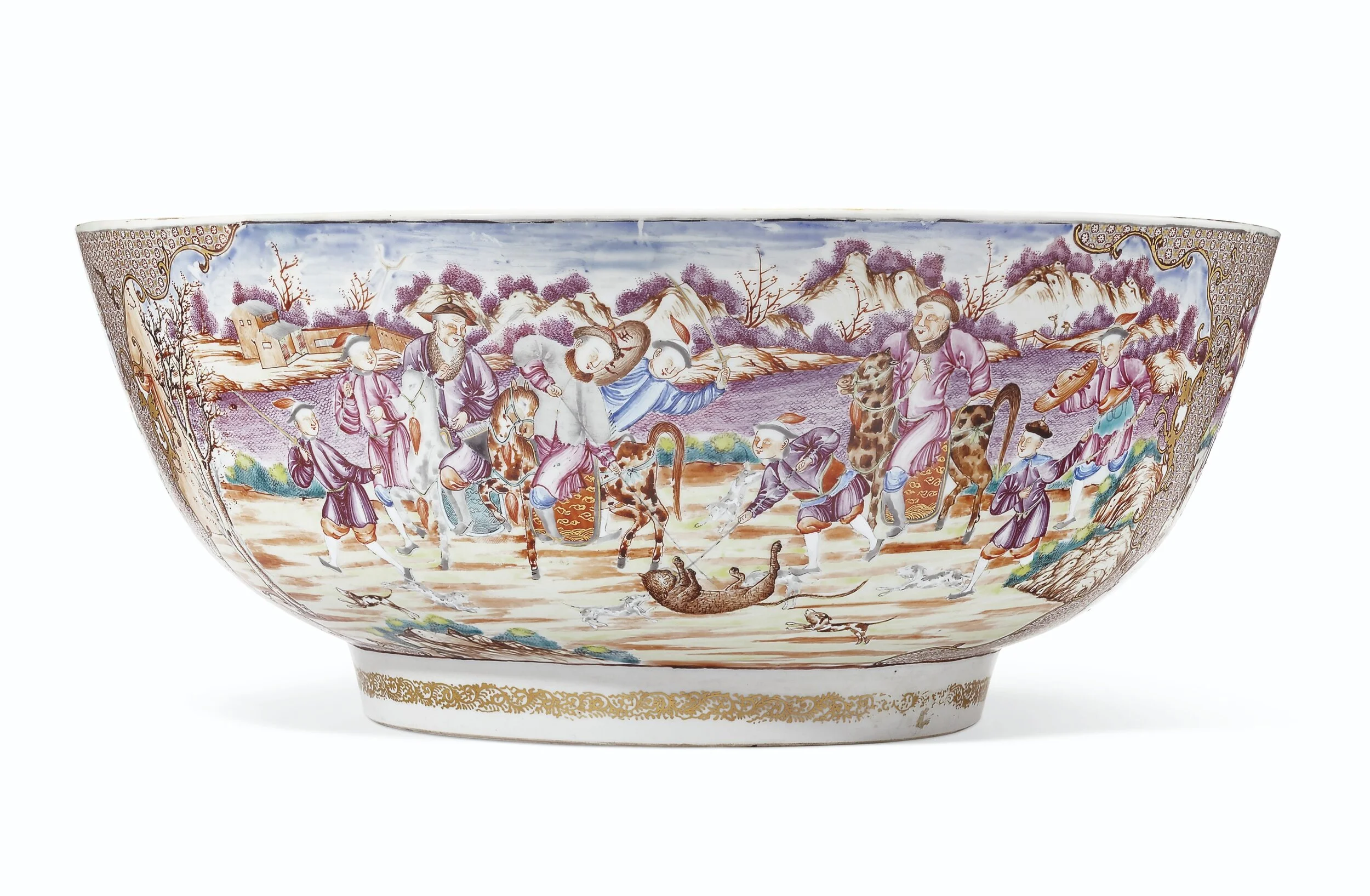 rare large tiger and foxhunting bowl qianlong period circa 1775.jpg