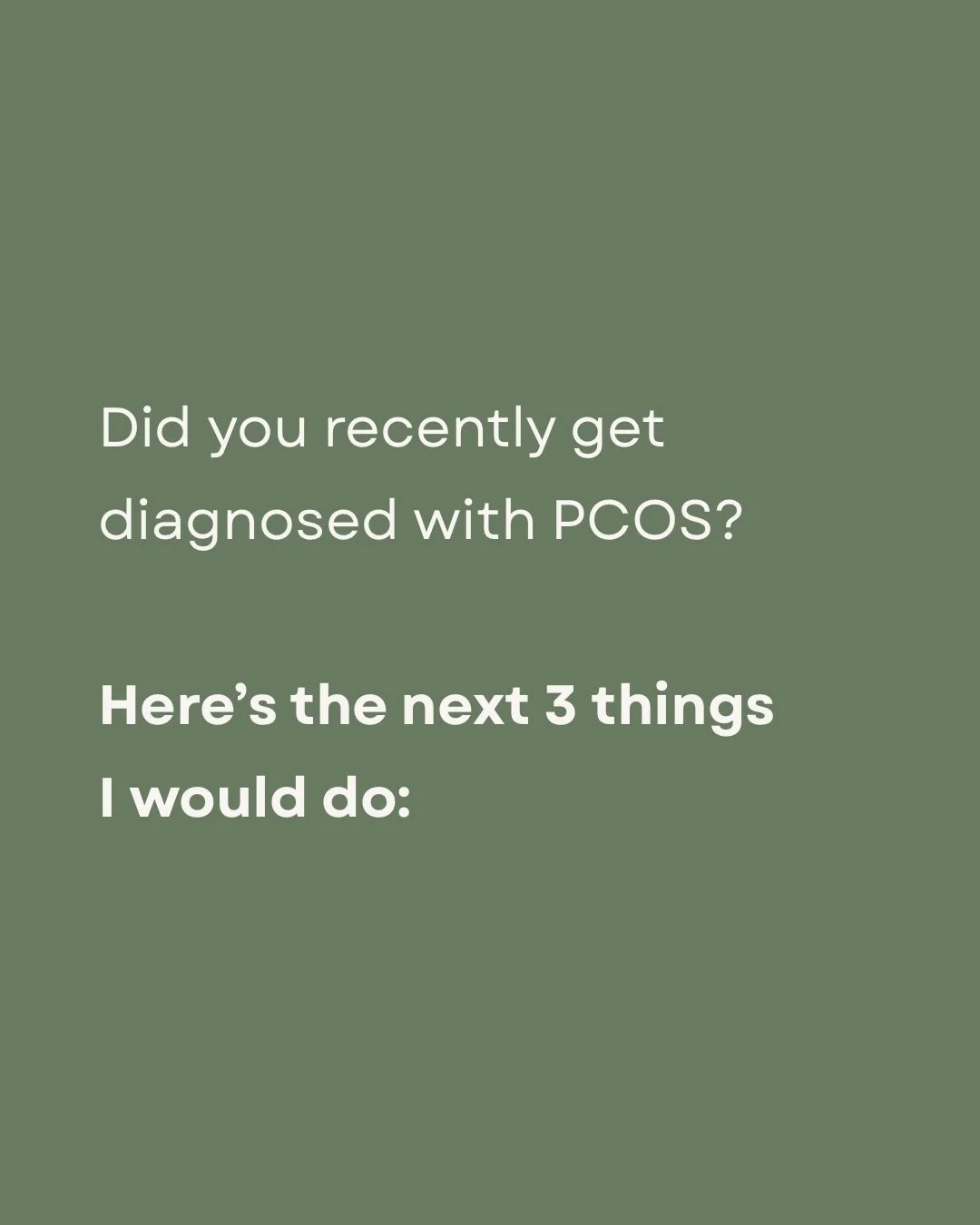 Did you recently get diagnosed with PCOS? 🤍

Here are the next 3 things I&rsquo;d do:

1️⃣ Pause. Regulate. You&rsquo;ve got this.
2️⃣ Make sure your diagnosis is accurate. PCOS requires 2 of 3:
&bull; Irregular or absent periods
&bull; Signs of hig