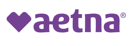 Ateña logo with a purple heart symbol and the word 'Aetna' in purple text.