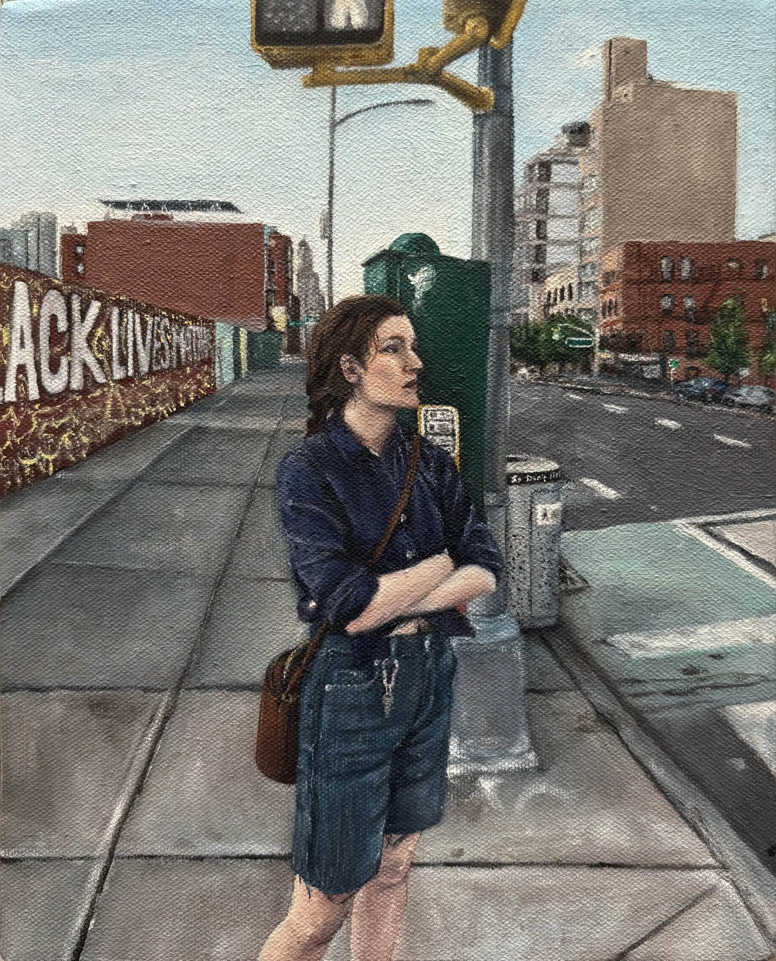 we were in gowanus, 2025. Oil on Canvas. 5"x8"