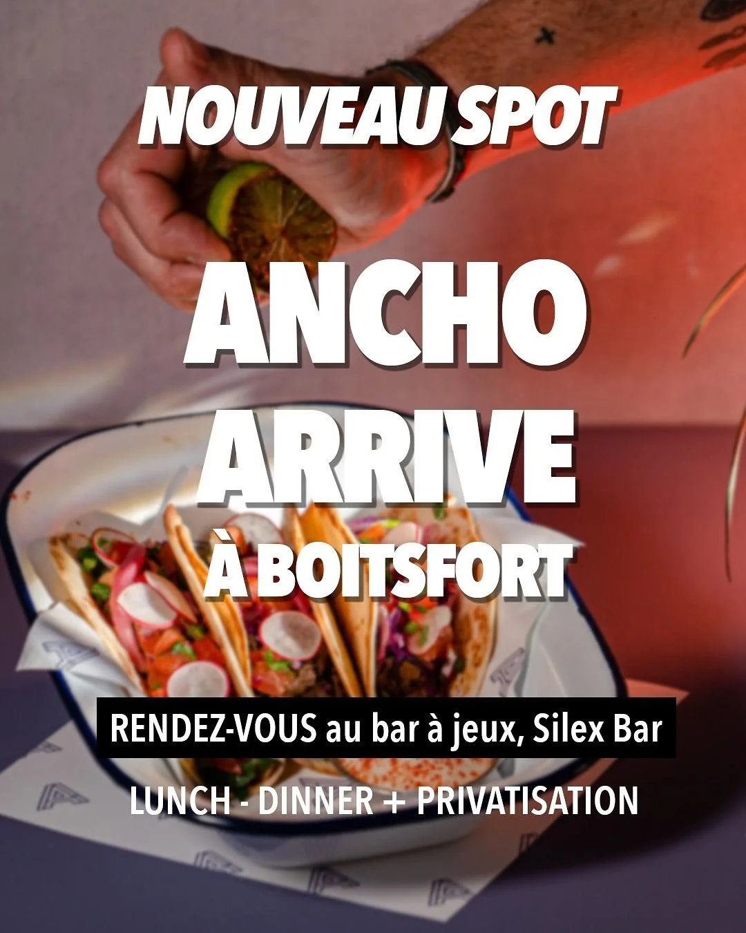 Boitsfort, vous &ecirc;tes prets ??? 🌶️ Ancho a d&eacute;barqu&eacute; au @silexbar 

Des tacos qui claquent, des nachos &agrave; partager et une ambiance de folie. On parle, on rit, on joue&hellip; bref, on vit. Passe quand tu veux, on s&rsquo;occu