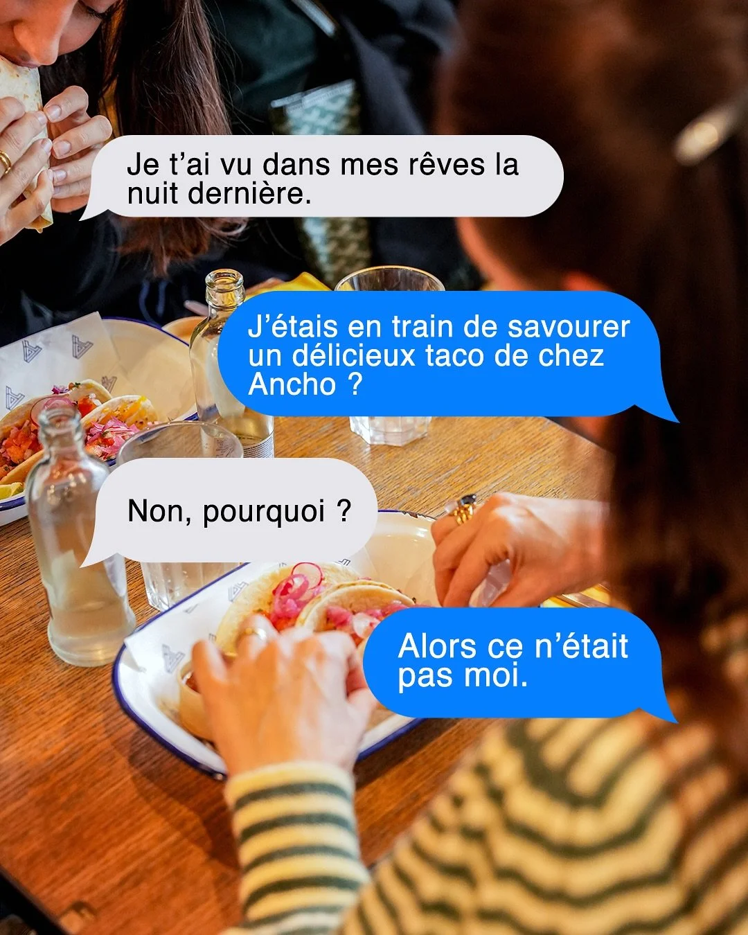 On est tomb&eacute; sur quelques messages qui ont leak&hellip; Comme quoi, r&eacute;aliser ses r&ecirc;ves, c&rsquo;est important. Nous, on vous attend en tout cas. 🌮 

#leak #tacosarelife #burito #brusselsfood #texting
