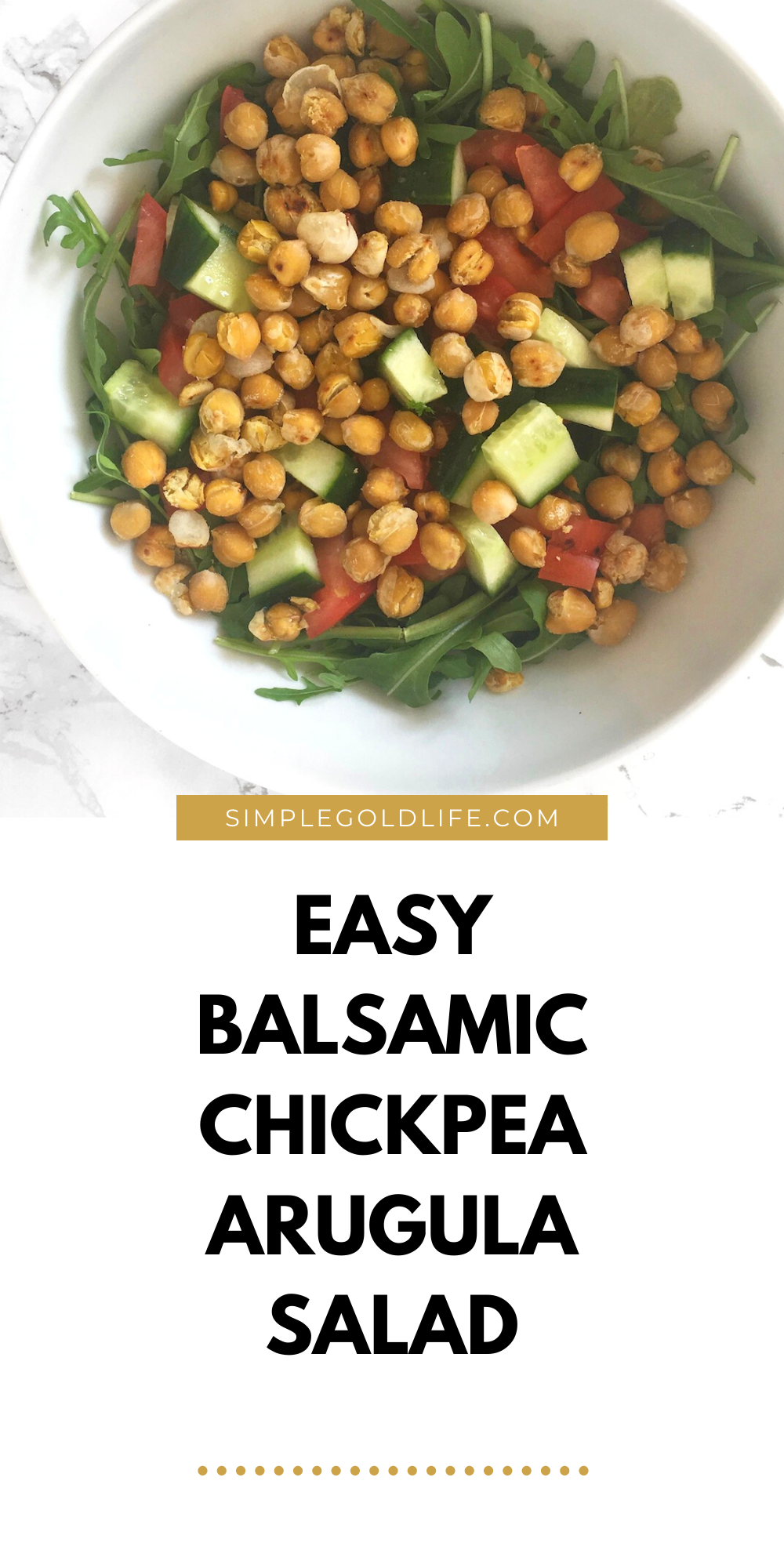  Ready for this delicious Balsamic Chickpea Arugula Salad? Our SimpleGoldLife fans love this Bean Protocol recipe and might soon be your new favorite too. Follow me on Pinterest for more simple salad recipes. 