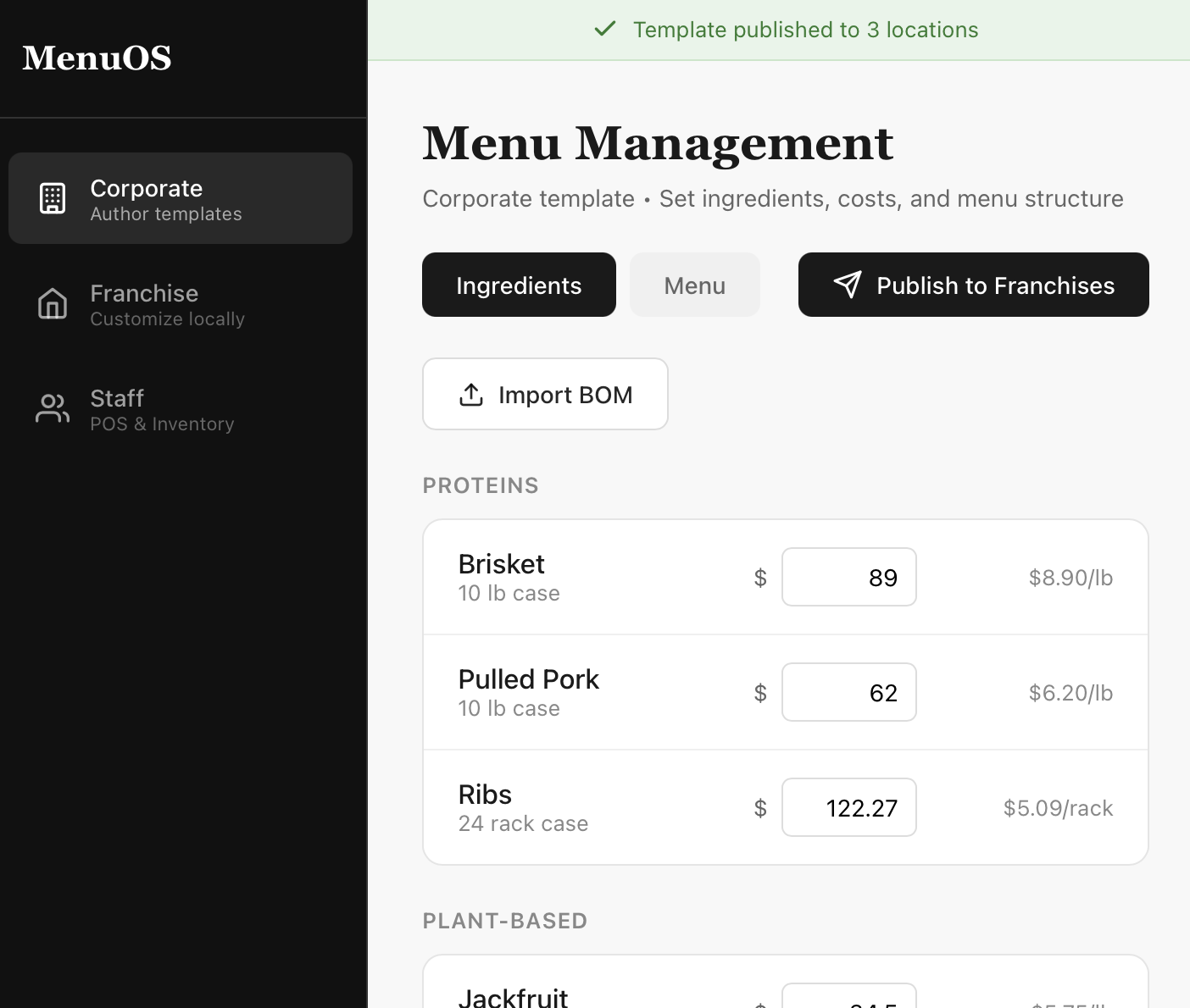 Enterprise Menu Management - POS Prototype (Video)