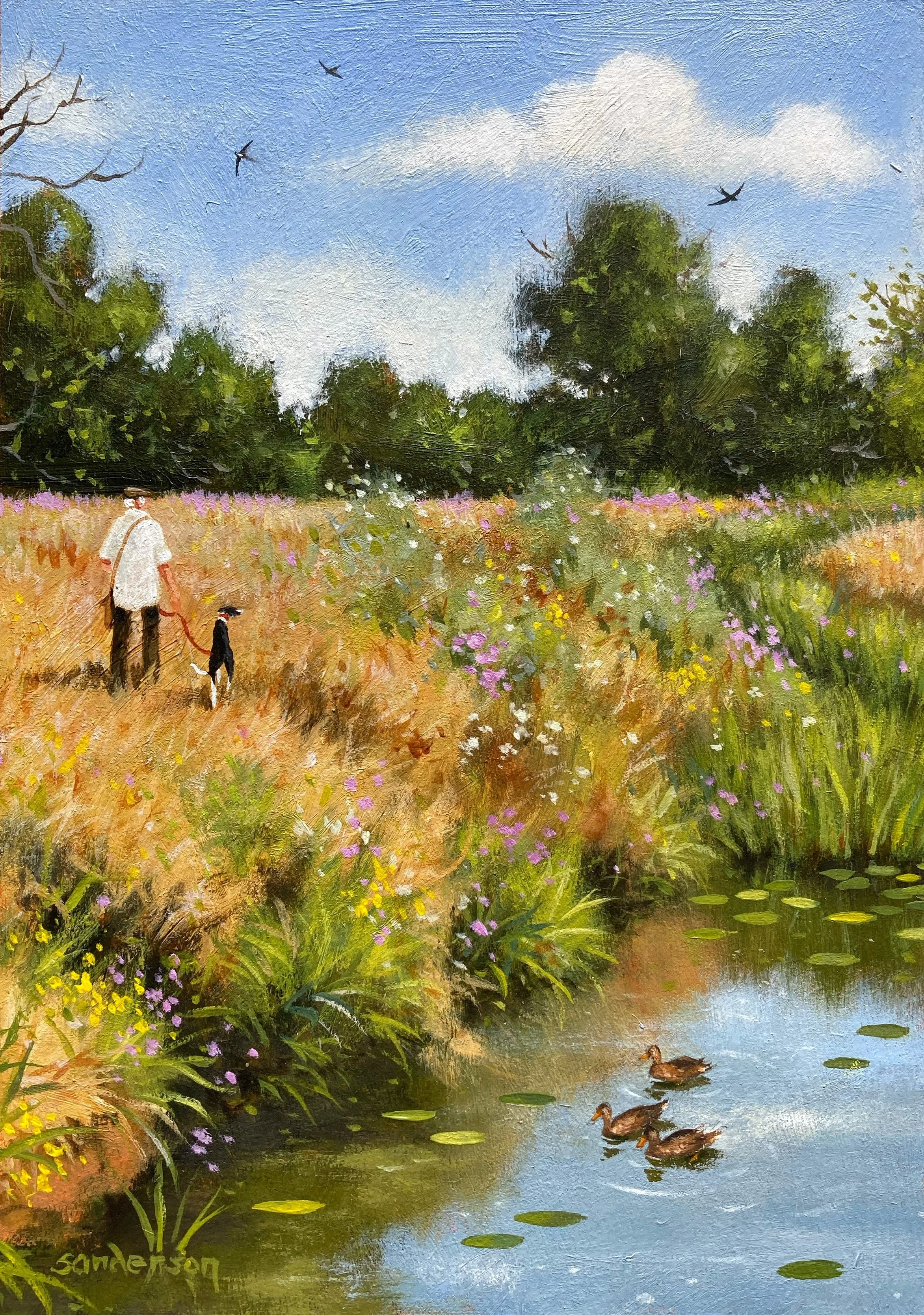 The stream flows by under an August sky..