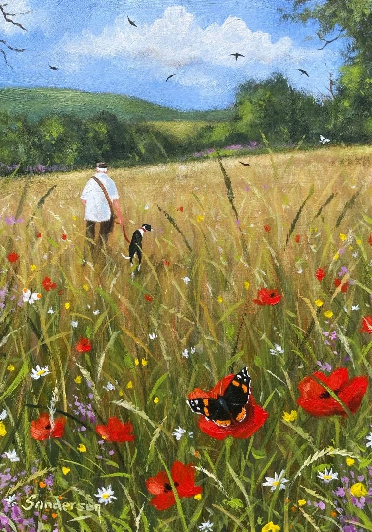 Across the meadow we go, as the swifts fly low..