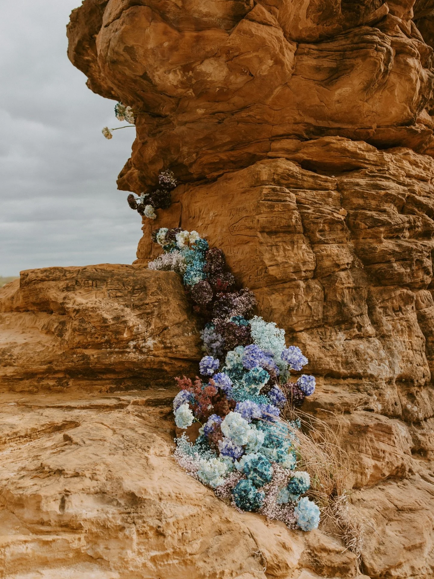 That time @bride.kc took us to the middle of Kansas to flower 💙🤠 photos by @bebavowelsphoto 
.
.
#thecottagerose | Kansas City wedding florist | destination wedding florist | modern florals | hydrangea | floral installation | floral foam free