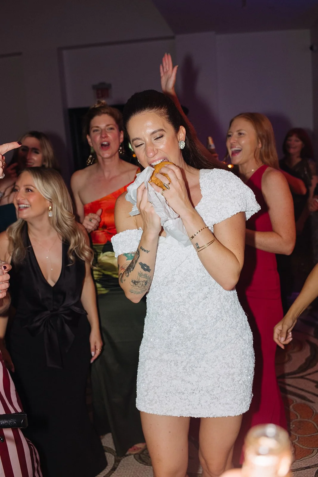 Modern september wedding reception orange and yellow color palette craspedia bud vases centerpieces silver candelabra  the cottage rose kansas city wedding florist crossroads hotel kansas city wedding orange marigold ikebana bride late night food