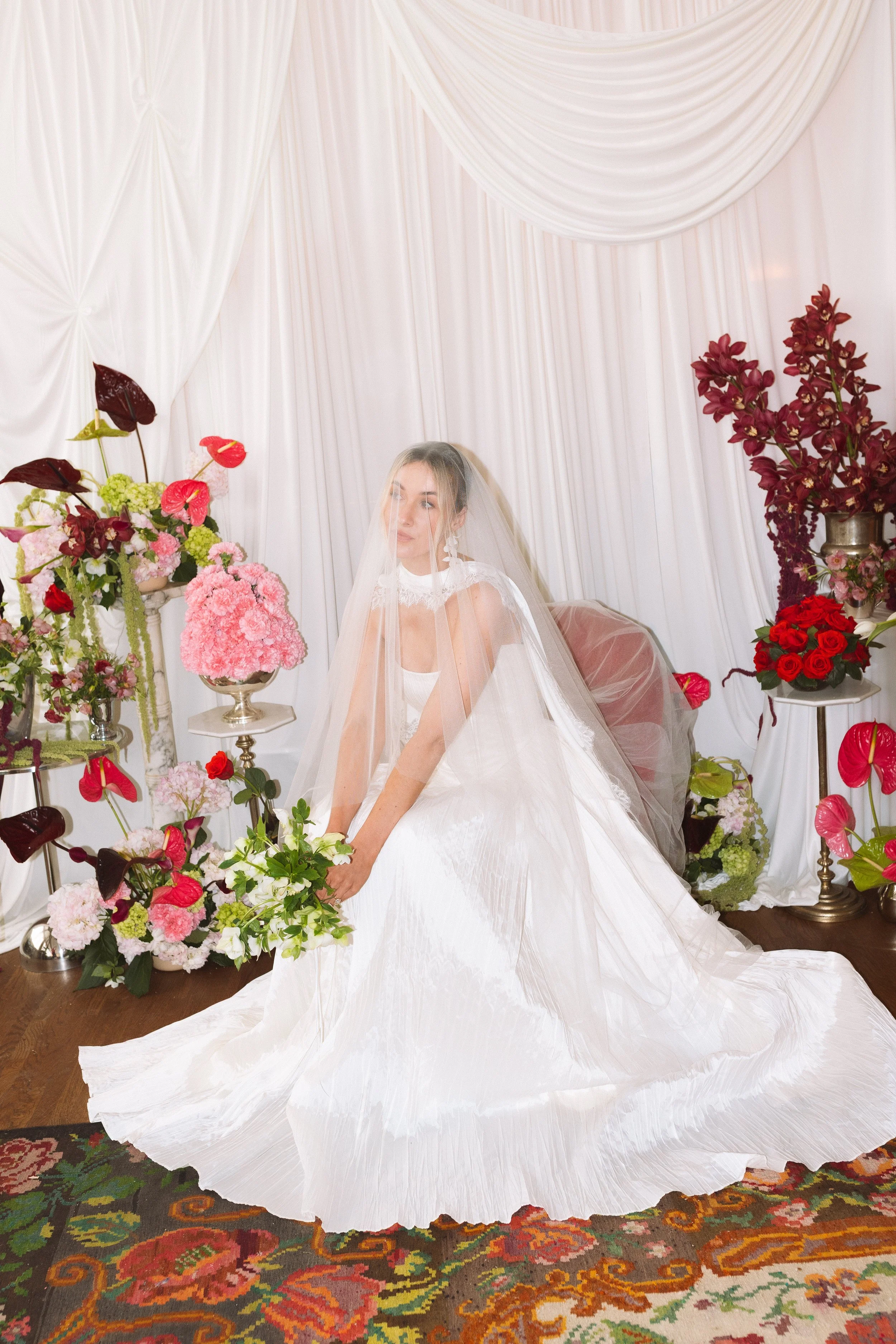 minimal modern feminine whimsical bridal styled shoot burgundy and green color palette orchids anthurium amaranth carnation mound the cottage rose kansas city wedding florist crossroads le lounge no vacancy bride kc true love coordination spring