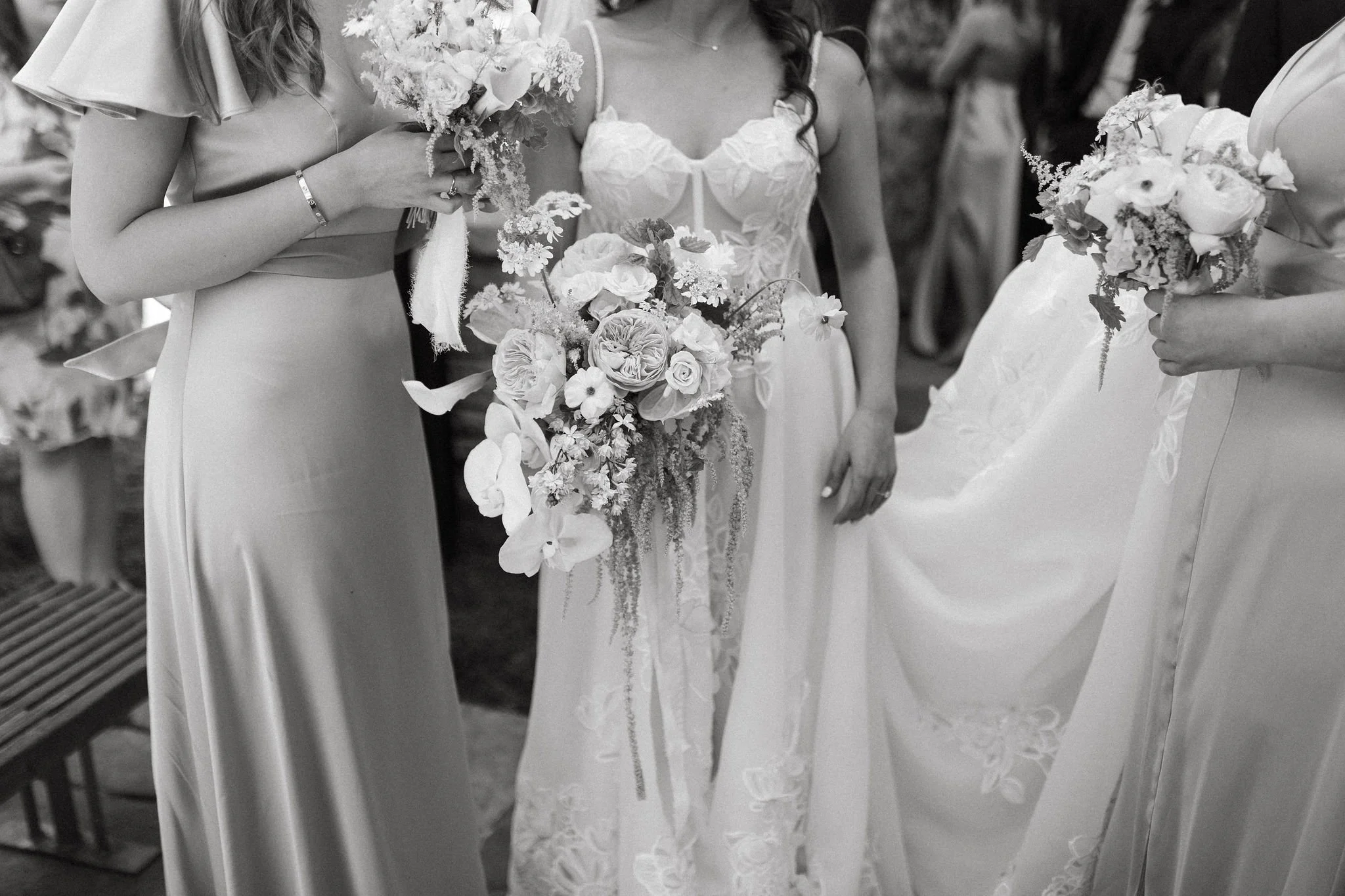 modern spring garden wedding black and white photo the cottage rose kansas city florist crossroads powell garden ceremony statement bridal bouquet bridemaids bouquets