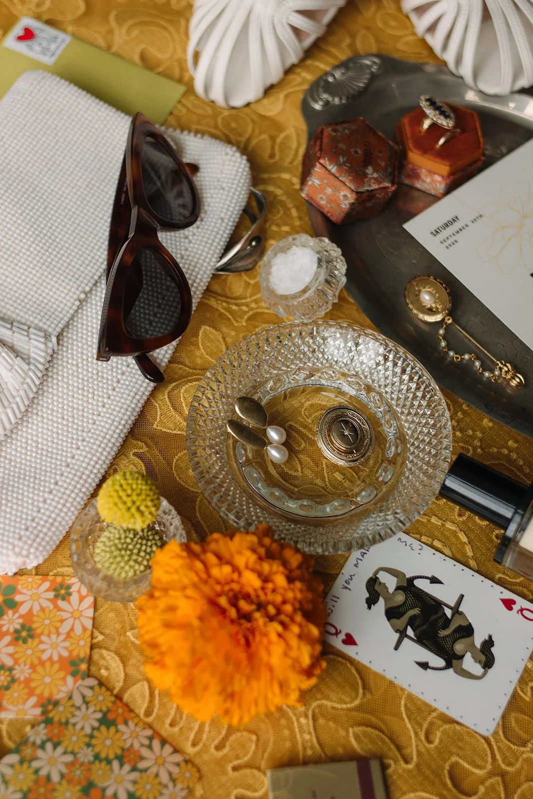 Modern september wedding with vintage decor touches orange and yellow color palette invitation suite bold type the cottage rose kansas city wedding florist crossroads hotel kansas city wedding